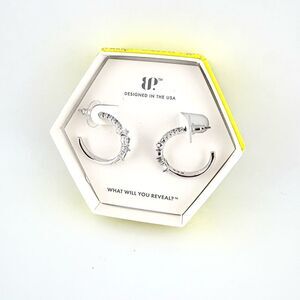 Small Silver Hoop Earrings with QZ - New In Box